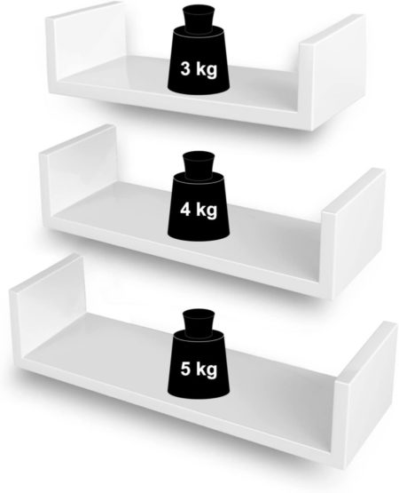 iBella Living wandplanken set van 3 wit gewicht
