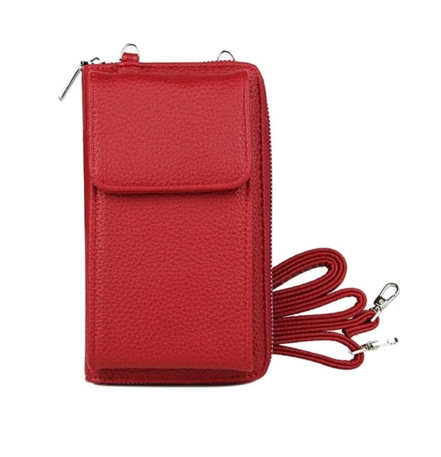 Verloren compromis houding iBello portemonnee tasje met schouderband rood telefoontasje dames  Anti-skim RFID festival tas portemonnee voor mobiel rood - DealWizard.nl