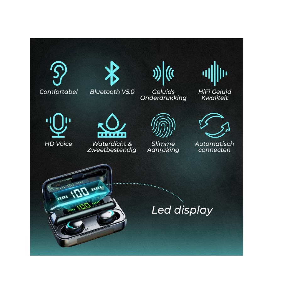 Schaken het kan Mompelen iBello BT oordopjes, wireless headphones, draadloze oordopjes, earpods,  earbuds, koptelefoon Bluetooth TWS 5.1 oortjes - DealWizard.nl